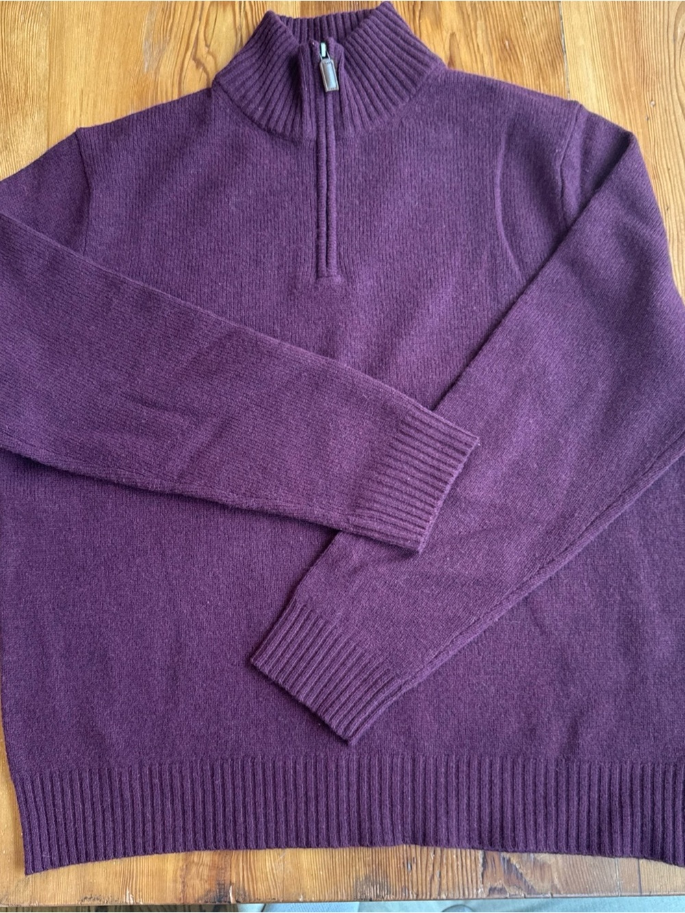J.Crew Men’s Large 100% Lambswool Quarter Zip Sweater Purple Plum